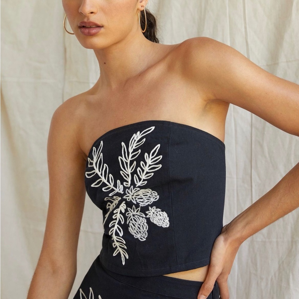 Maeve embroidered tube top